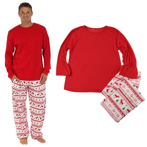 Matching Red & White Winter Christmas Family Pajamas PJs Striped Men Women Kids - Picture 9 of 16